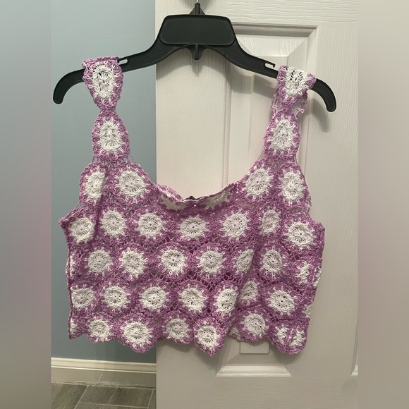 NWOT Crotchet Crop Top Lilac/White Forever 21 - Picture 4 of 4